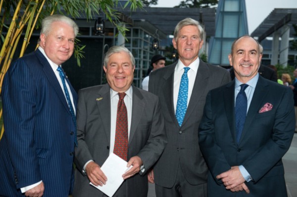 Enjoying the evening, left to right, Green-Wood's President Richard J. Moylan, Brooklyn Borough President Marty Markowitz, Board Chairman C. Payson Coleman, and writer/producer Terrence Winter.