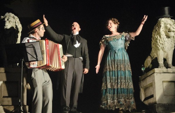 From left to right, Albert Behar, Jacob Feldman, and Rebecca Gordon (playing the infamous Lola Montez (who is buried just up the hill from this spot), performed several operatic pieces.