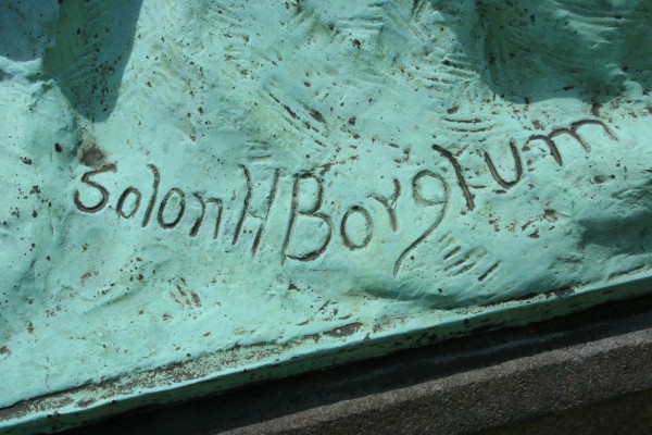 Solon Borglum's signature on the back of "The Angel of Death."