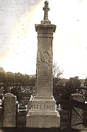 Jim Creighton's monument, photographed a century or more ago, when it still had its original top.
