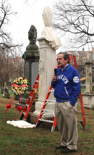 Major League Baseball's official historian, John Thorn, at Jim Creighton's grave, talking about his immense impact on baseball history.