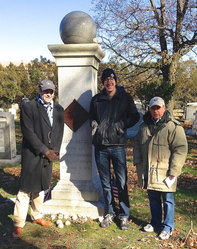 That's Mike Pesca, host of Slate's daily podcast, "The Gist," and contributor to NPR, at left; Slate's executive editor Josh Levin at center; and Green-Wood Cemetery's historian (that's me!) at right.