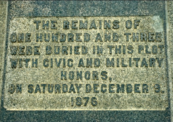 One of the four inscriptions on the Brooklyn Theatre Fire Monument.