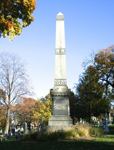 A recent photograph of the Brooklyn Theatre Fire Monument.