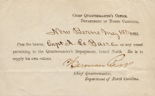 A pass issued to Adolph Libaire . From the Dennis C. Schurr Collection.