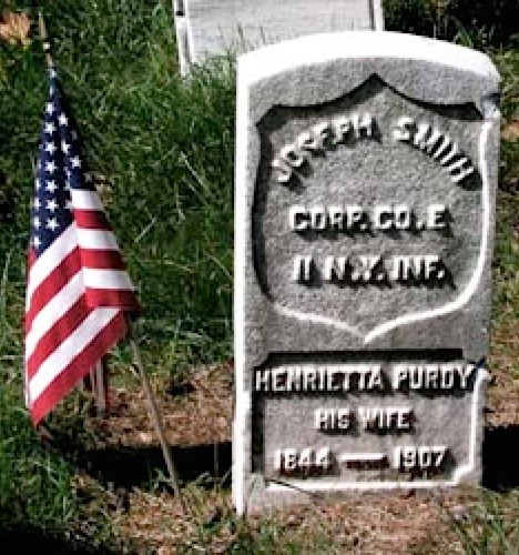 The gravestone of Joseph Henry Smith, who died in 1941, 80 years after the beginning of the Civil War.