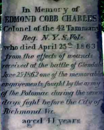 The inscription on Colonel Charles's monument at Green-Wood