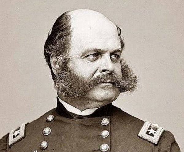 General Ambrose Burnside. Largely inept as a military leader, his greatest legacy is his facial hair, which is know today as sideburns, a play on his last name, Burnside.