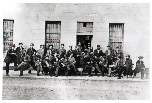 Confederates imprisoned during the Civil War at Fort Warren in Boston Harbor. Reid Sanders is from the left; he would die there.