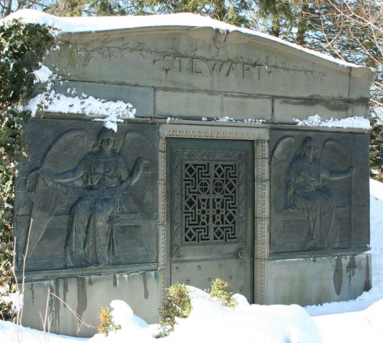 The Stewart Mausoleum, where Isabella Stewart Gardner's parents are interred. They were great patrons of the arts, hiring the very prominent design team of sculptor Augustus Saint Gaudens and architect/designer Stanford White to design their mausoleum at Green-Wood. She inherited their love of art.