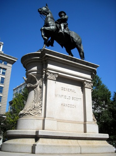 Ellicott's sculpture of Major General Winfield Scott Hancock was dedicated in 1896 by President Grover Cleveland.
