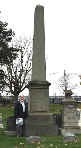 Charles A. Baudouine ordered this granite obelisk on May 25, 1859; it was billed at $800 (which would be $22,157 today). The customer was paying for the stone and some basic shaping here; there are no carving flourishes.