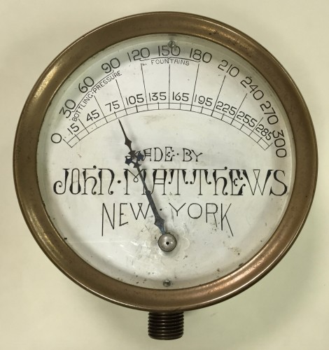 The John Matthews soda fountain gauge.