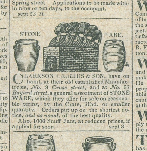 An advertisement for Clarkson Crolius & Son. The Green-Wood Historic Fund.