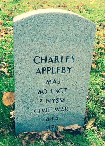 Major Charles Appleby's gravestone. He lay in a Green-Wood grave for 