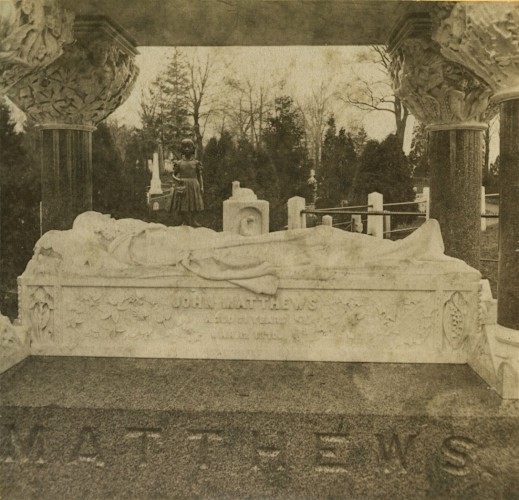 Effigy of John Matthews. Half stereoview, circa 1875.