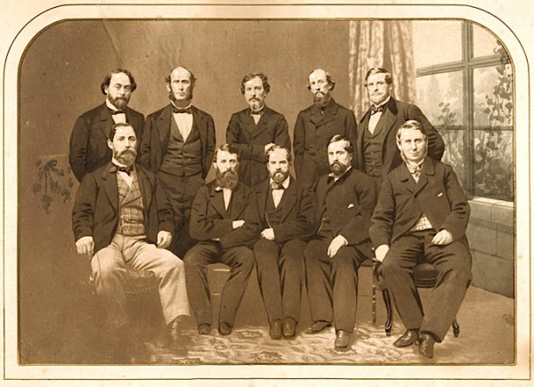 The New York Knickerbockers Base Ball Club, in 1862. James Whyte Davis is seated at center. His teammate, Charles Debost, seated at left, is also interred at Green-Wood.