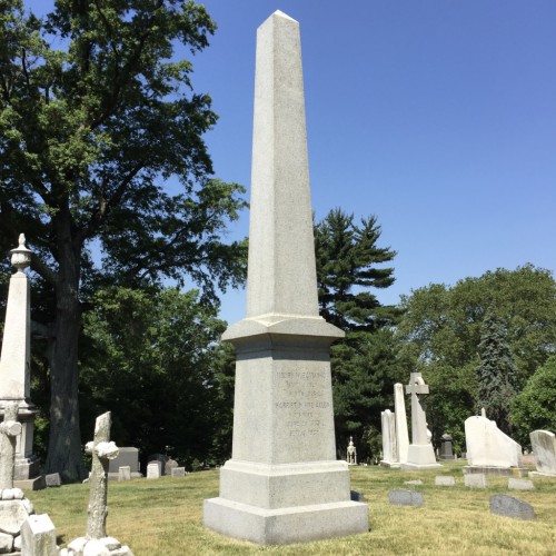 The Raymond Family obelisk, upon which Henry J. Raymond is memorialized.