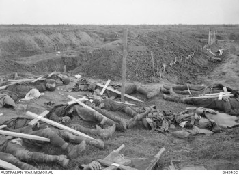 American bodies form the fighting on September 29, 1918, near Gillemont Farm, when men from the 27th American Division attacked over the main Hindenburg Line.