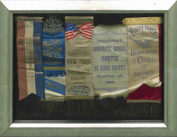 Ribbons collected by James Howell in his capacity as Brooklyn politician and Brooklyn Bridge trustee.