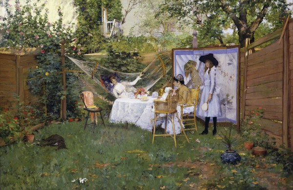 The Open Air Breakfast William Merritt Chase (American, 1849–1916) about 1888 Oil on canvas *Lent by the Toledo Museum of Art; Purchased with funds from the Florence Scott Libbey Bequest in Memory of her Father, Maurice A. Scott *Courtesy, Museum of Fine Arts, Boston