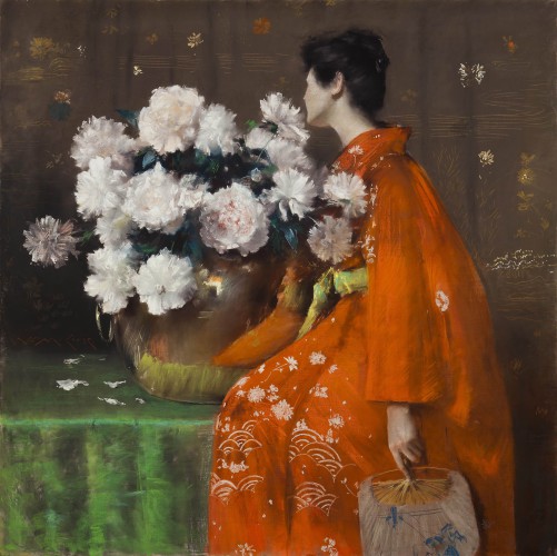 Spring Flowers (Peonies) William Merritt Chase (American, 1849–1916) by 1889 Pastel on paper, prepared with a tan ground, and wrapped with canvas around a wooden strainer *Terra Foundation for American Art, Daniel J. Terra Collection *Courtesy, Museum of Fine Arts, Boston