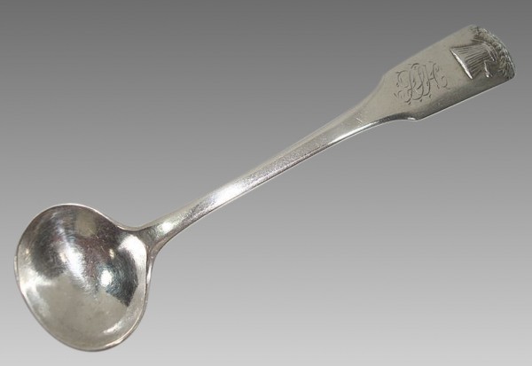 Salt spoon by Peter Mood, Jr., and John Ewan, Charleston, South Carolina. They were partners 1823-1825.