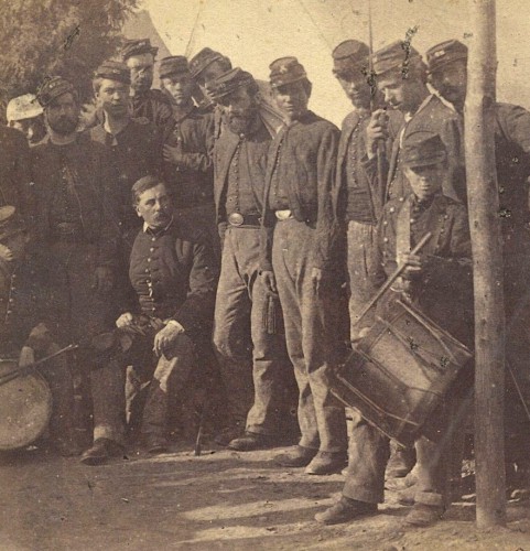 General Thomas Meagher, seated, with men of the Irish Brigade that he commanded during the Civil War.