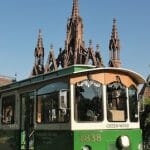 green-wood trolley and front gates photo