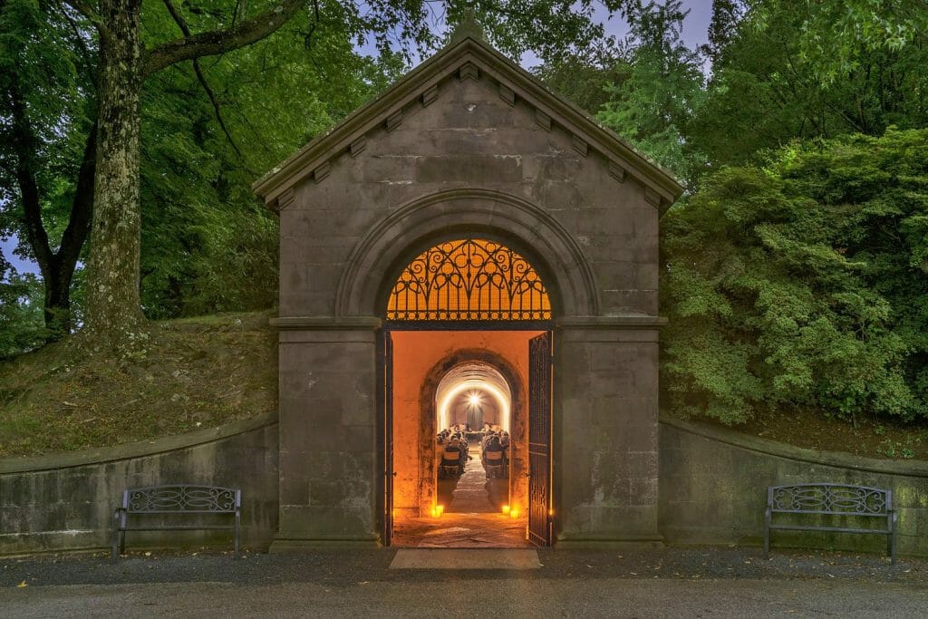 catacombs lit dusk photo