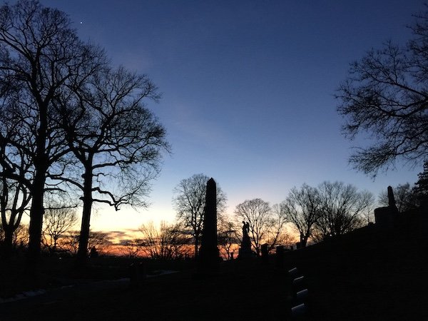 sunset cemetery view