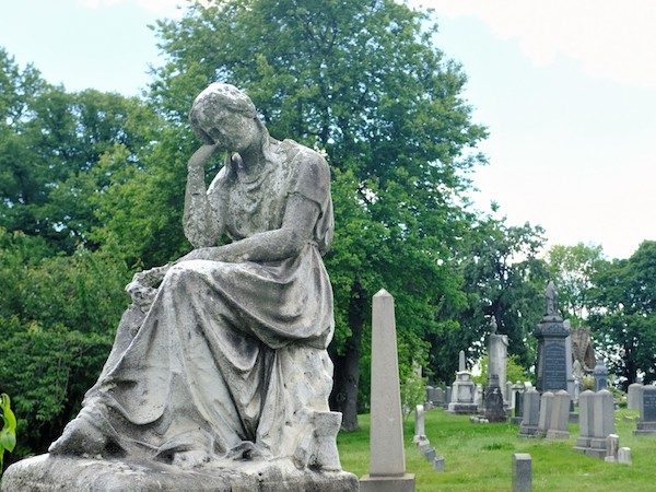 mourning cemetery sculpture