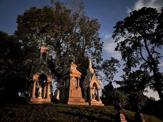 cemetery at night