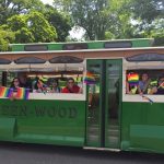 trolley with pride flags
