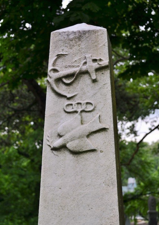 anchor dove carving green-wood monument