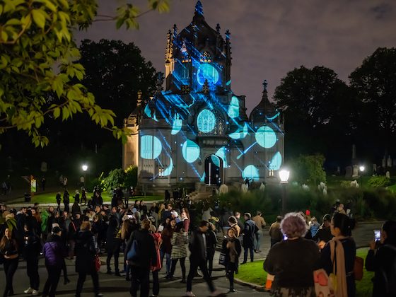 green-wood chapel light projection