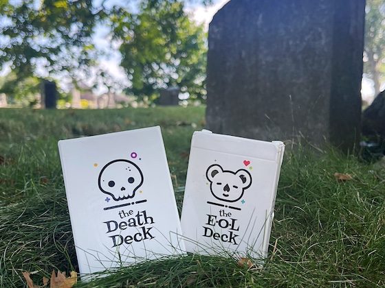 death deck game in front of gravestone