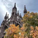 main entrance arch and fall leaves