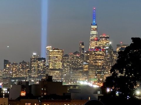 9/11 evening tribute lights