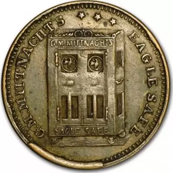Token used by Mittnacht during the Civil War when his business was at 23 Spring Street in Manhattan.